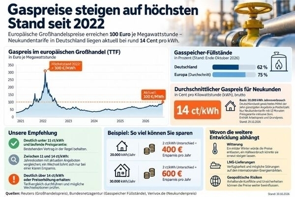 Infografik Gaspreise, Q4 2026