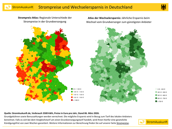 Strompreise und Wechselersparnis in Deutschland
